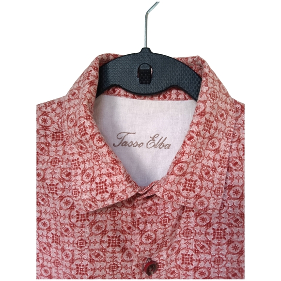 Tasso Elba Men's Red Patterned Button Down Shirt - Picture 3 of 7